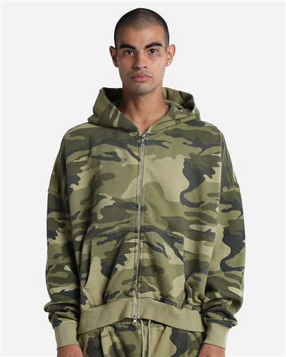 Unisex Garment-Dyed Cropped Full-Zip Hoodie Sweatshirt
