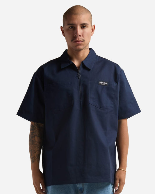 Unisex Quarter-Zip Short Sleeve Work Shirt